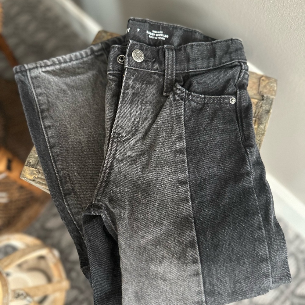 Little Girl Sz 7 Two Tone Baggy Straight Leg Jeans